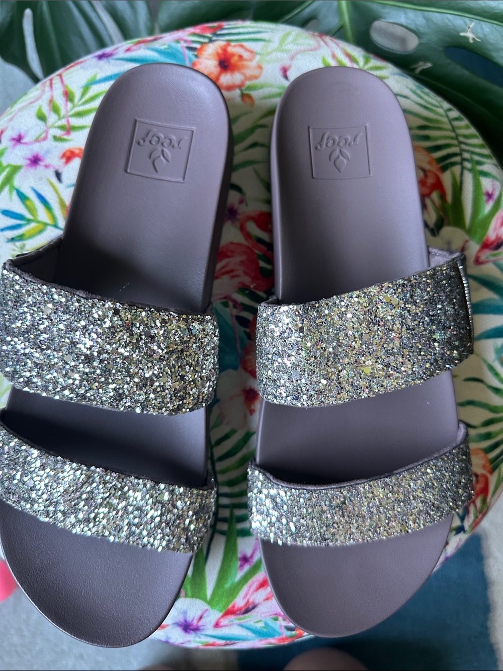 Reef Glitter Double-Strap Slide Sandal - Silver - Picture 2 of 3